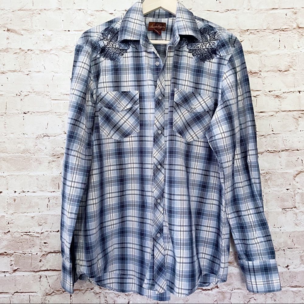 American rag cie plaid pearl snap shirt